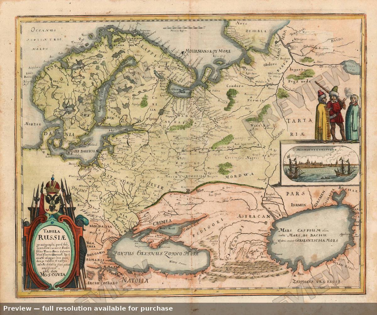 Antique map: Russiae, 1646, 1646