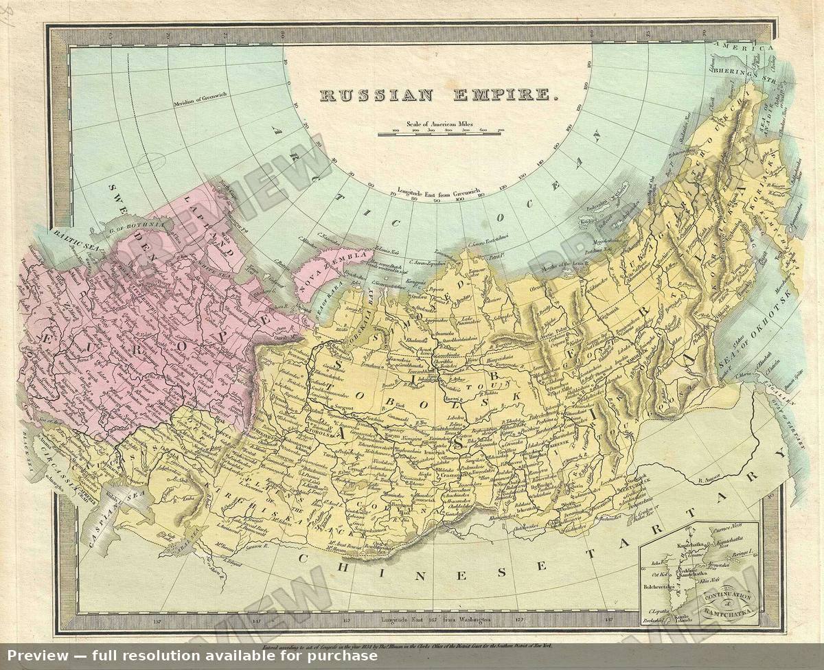 Antique map: Russian Empire, 1835