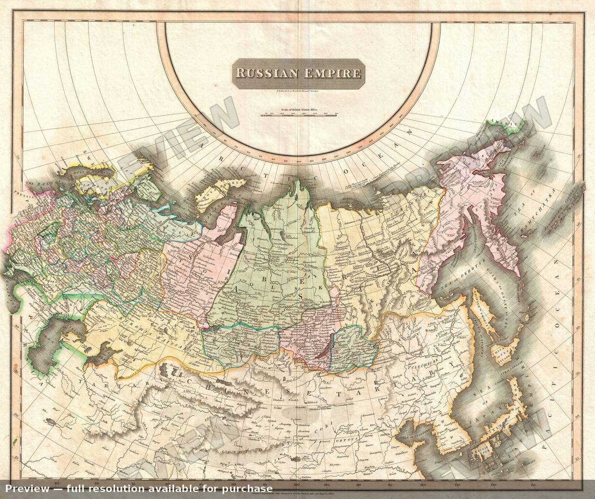 Antique map: Russian Empire, 1814, 1814