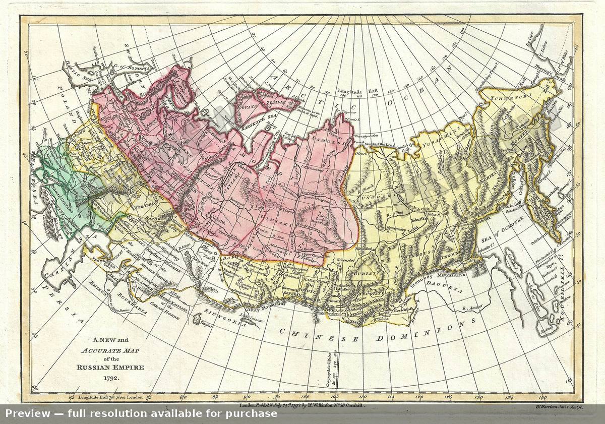 Antique map: Russian Empire, 1792