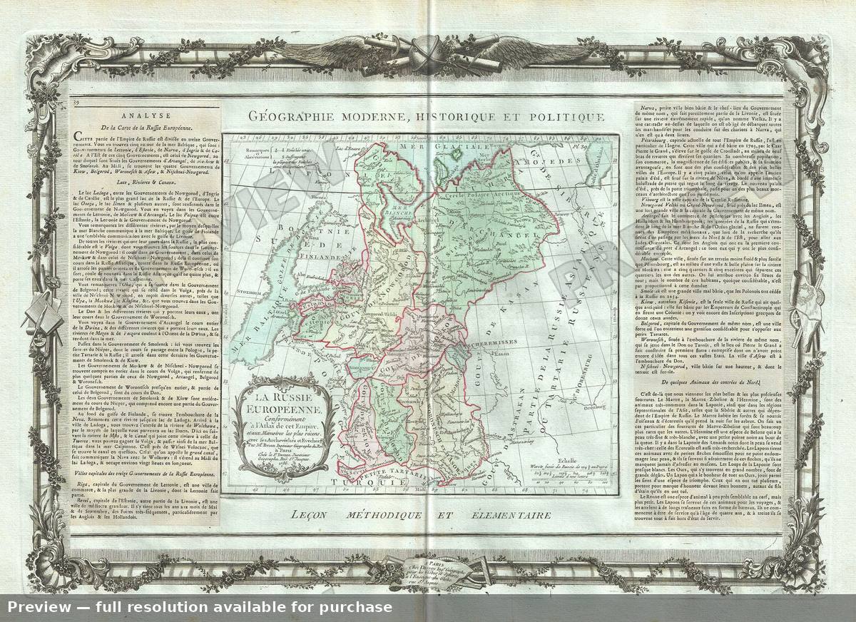 Antique map: Russie Europeene, 1786, 1786