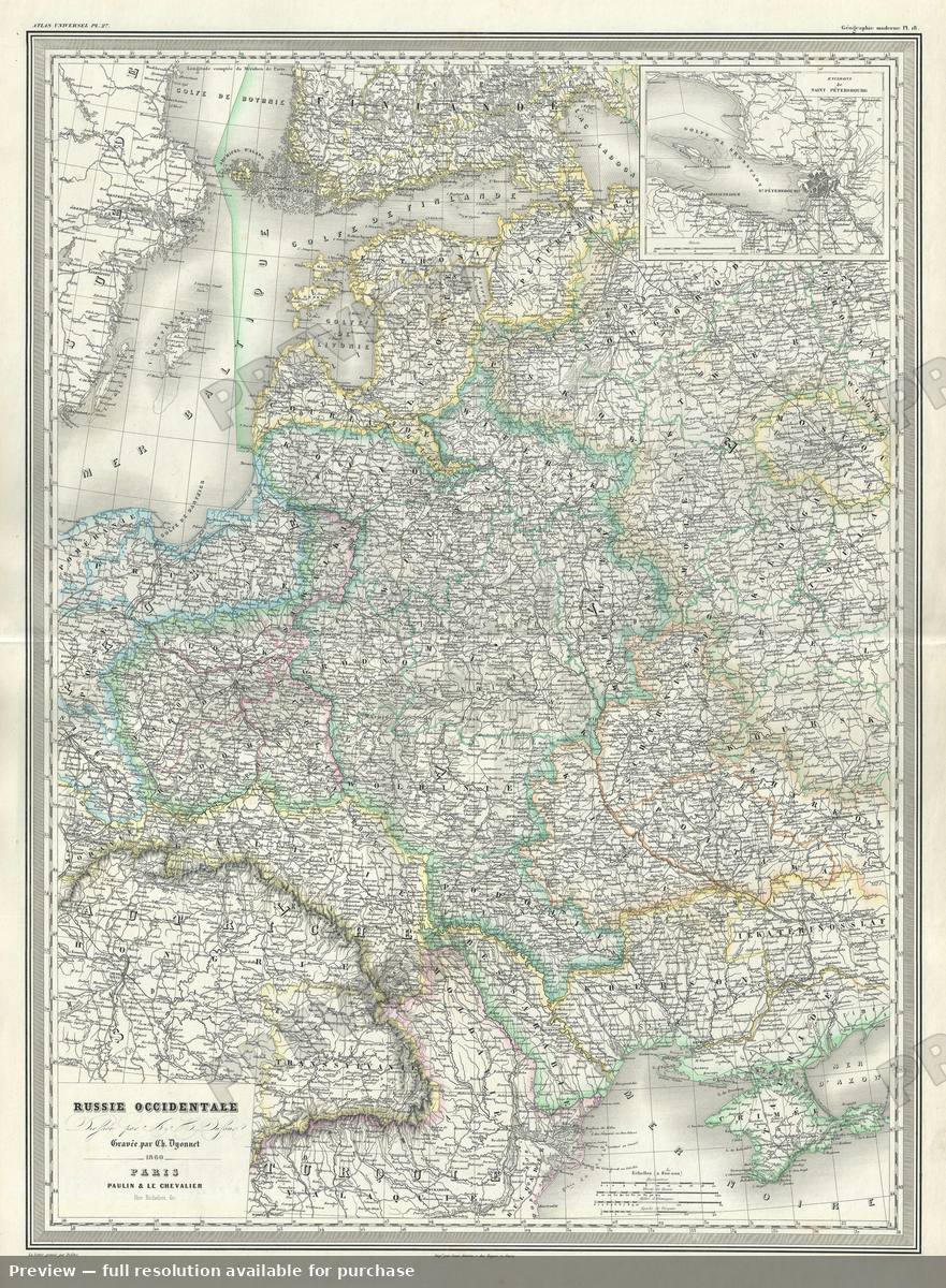 Antique map: Russie Occidentale, 1860