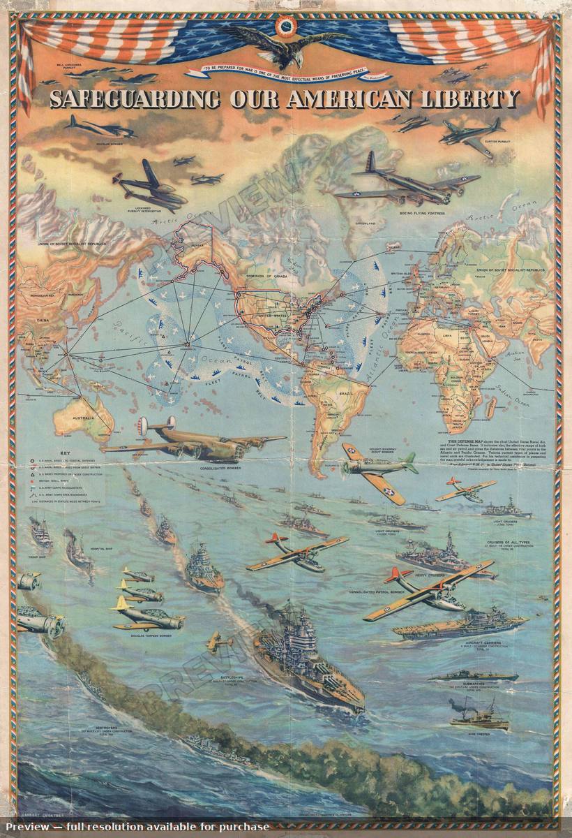 Antique map: Safeguarding American Liberty, 1941, 1941