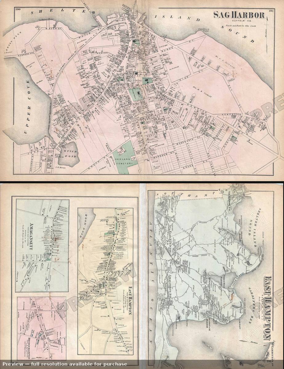 Antique map: Sag Harbor, 1873, 1873