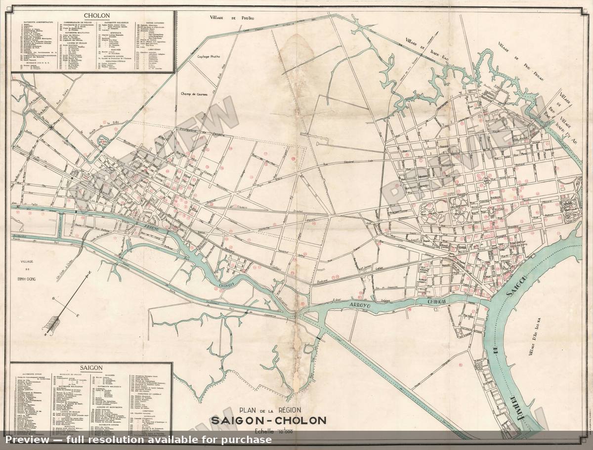 Antique map: Saigon Cholon, 1938, 1938
