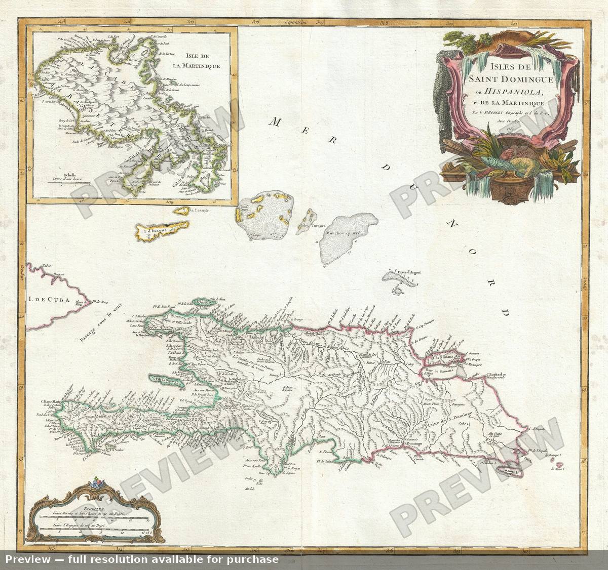 Antique map: Saint Dominigue, 1757, 1757