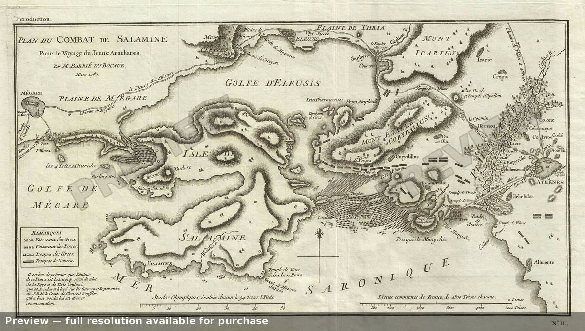 Antique map: Salamine Battle, 1791