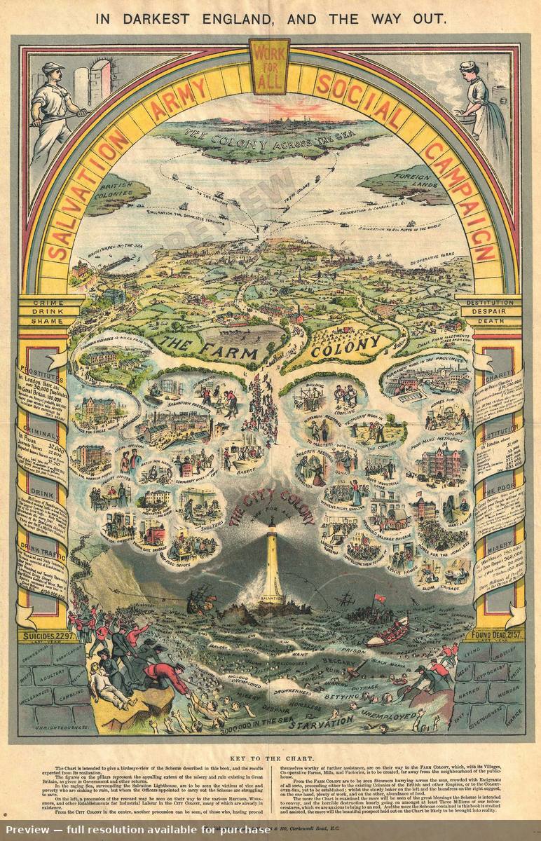 Antique map: Salvation Army, 1890, 1890
