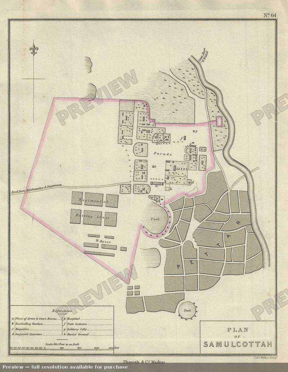 Antique map: Samulcottah, 1854, 1854