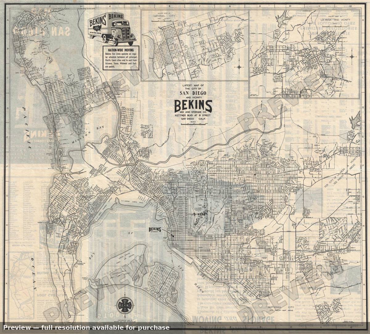 Antique map: San Diego, 1940, 1940