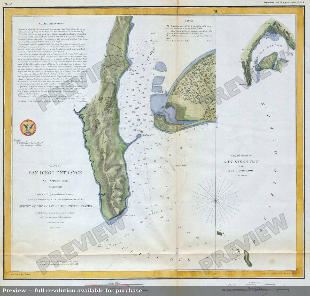 Antique map: San Diego, 1853, 1853