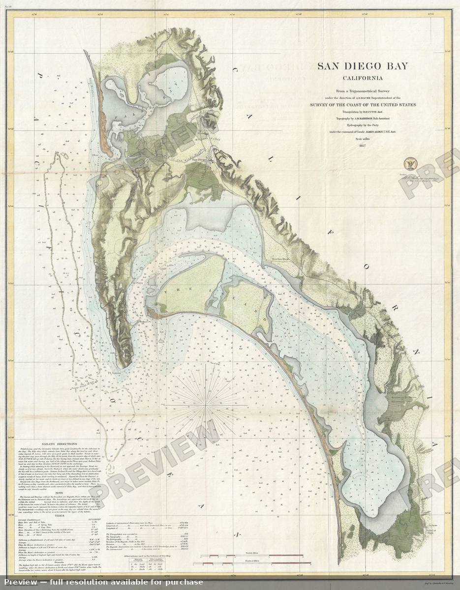 Antique map: San Diego Bay 3, 1857, 1857