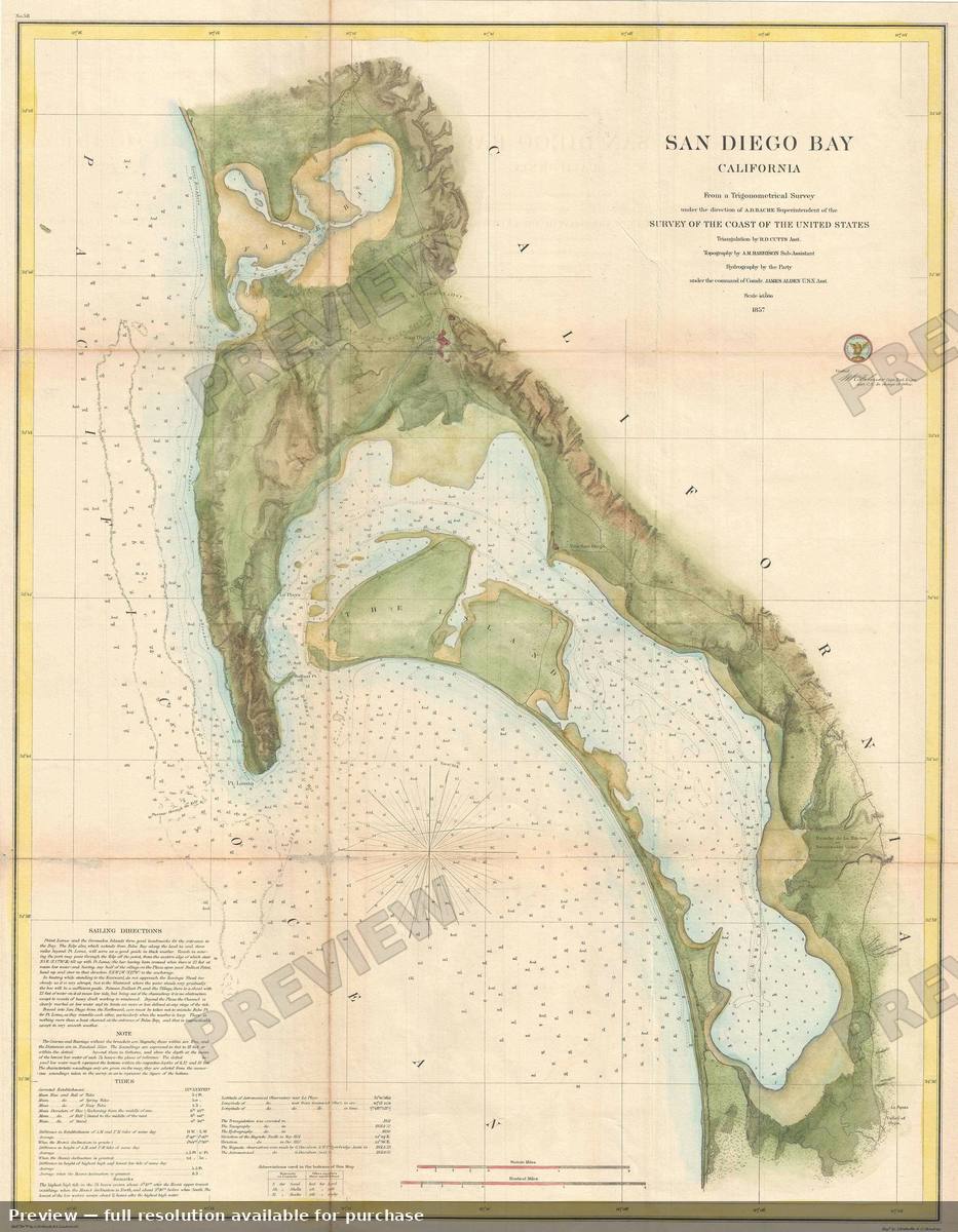 Antique map: San Diego Bay 4, 1857, 1857