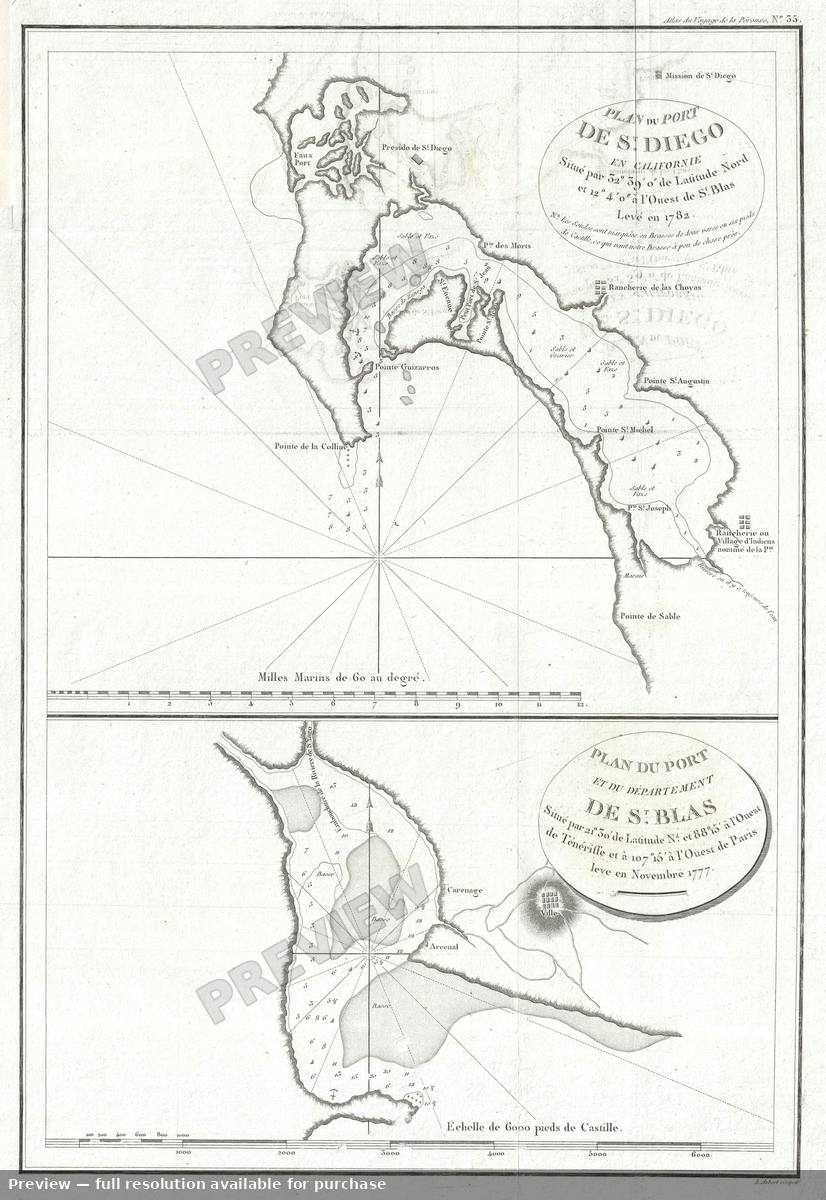 Antique map: San Diego San Blas, 1797, 1797