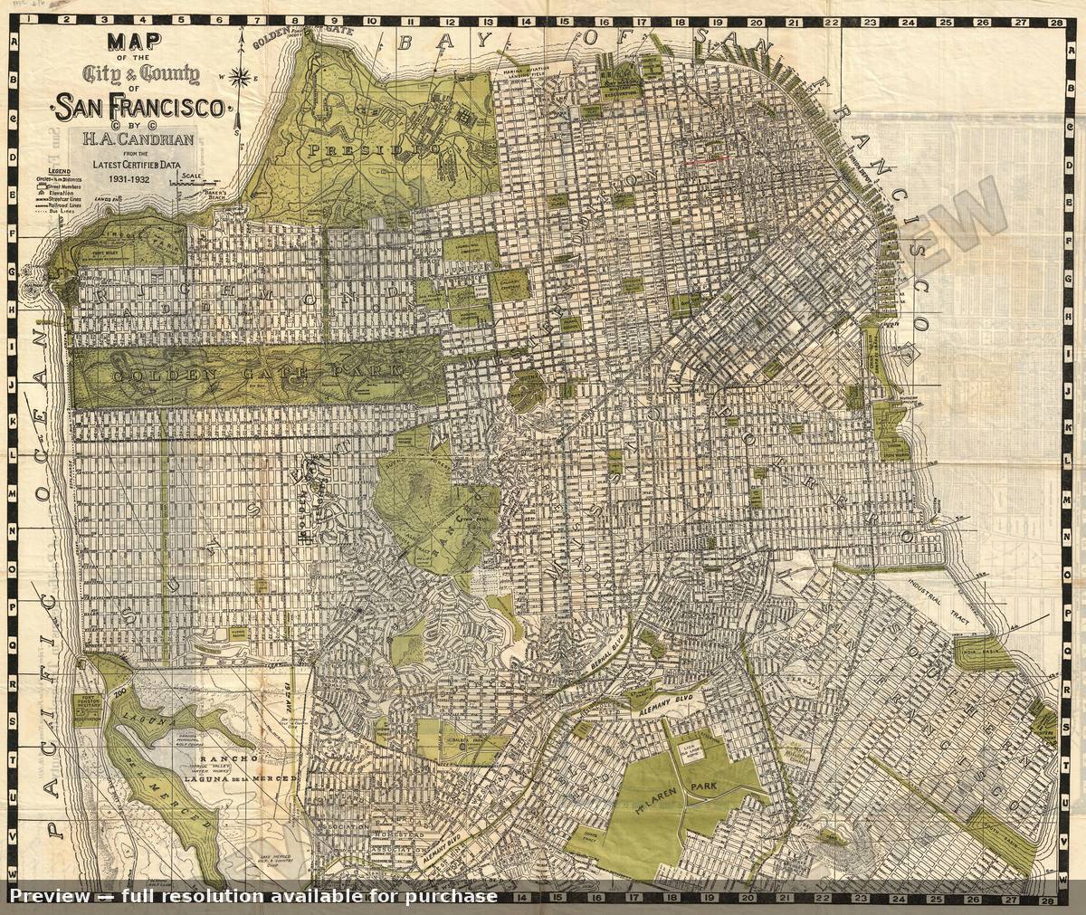 Antique map: San Francisco, 1932