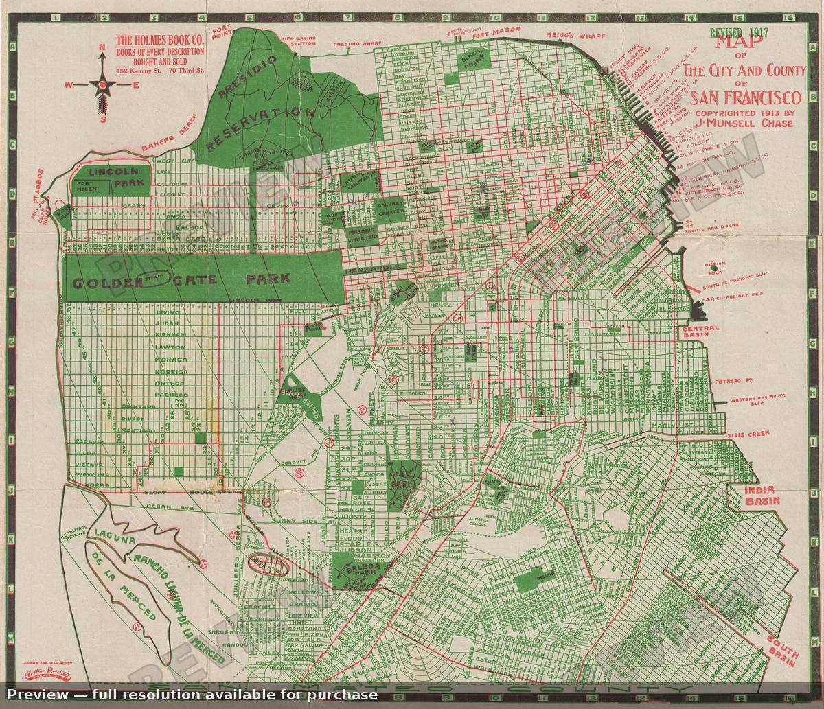 Antique map: San Francisco, 1917, 1917