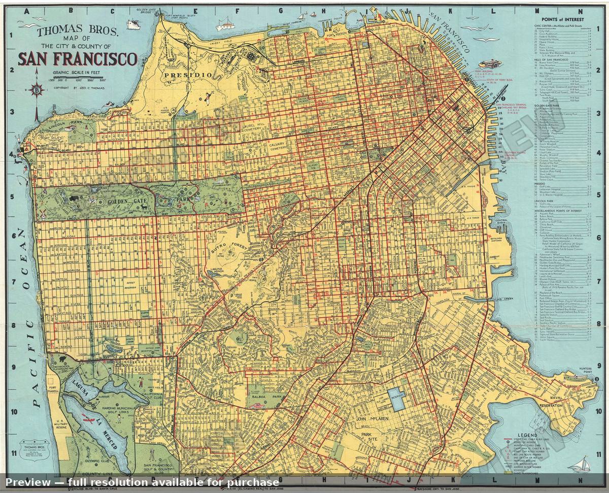 Antique map: San Francisco, 1945, 1945