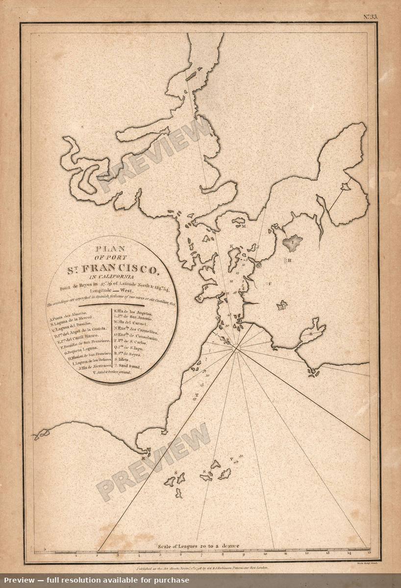 Antique map: San Francisco Bay, 1798