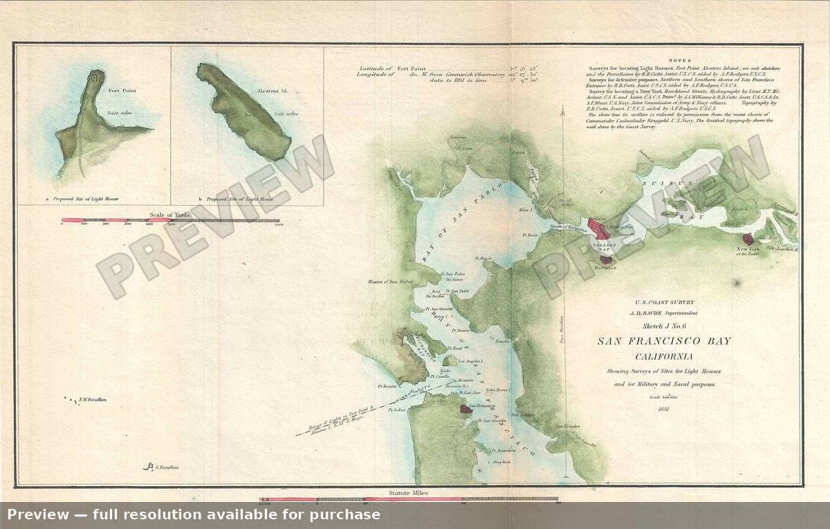 Antique map: San Francisco Bay, 1851, 1851