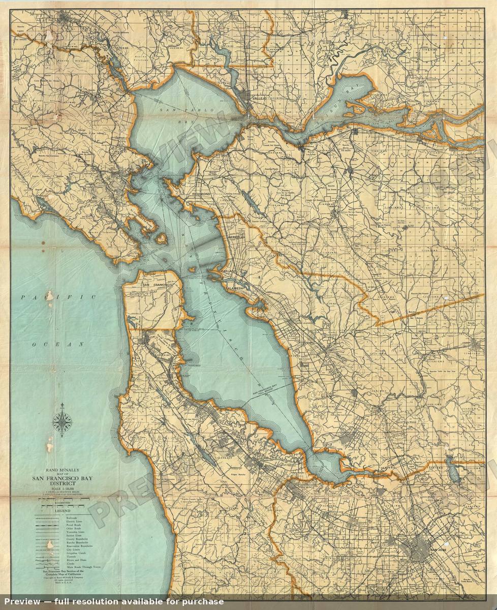 Antique map: San Francisco Bay District, 1928