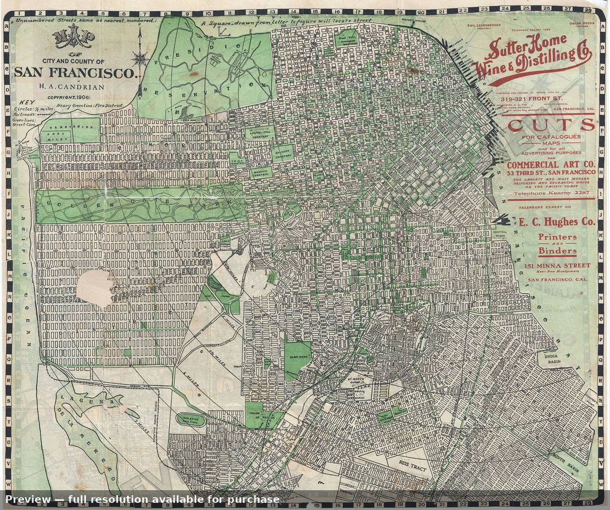 Antique map: San Francisco Oakland, 1906, 1906