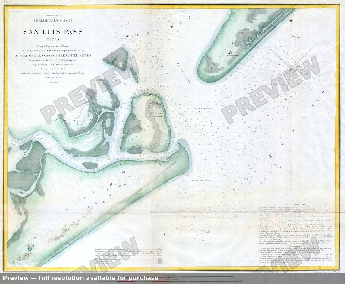Antique map: San Luis Pass, 1853, 1853
