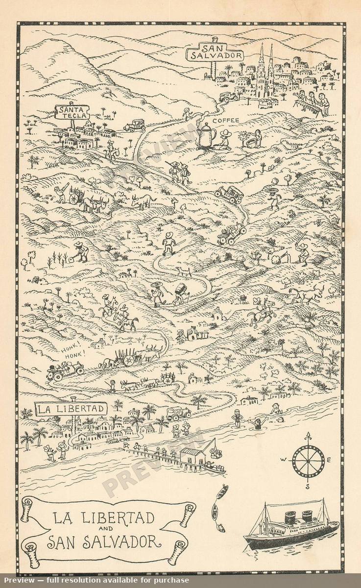 Antique map: San Salvador, 1934, 1934