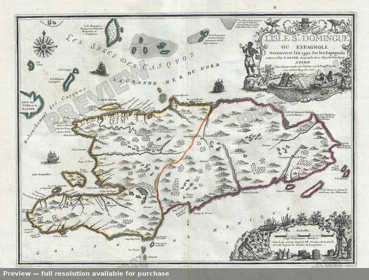 Antique map: Santo Domingo, 1723