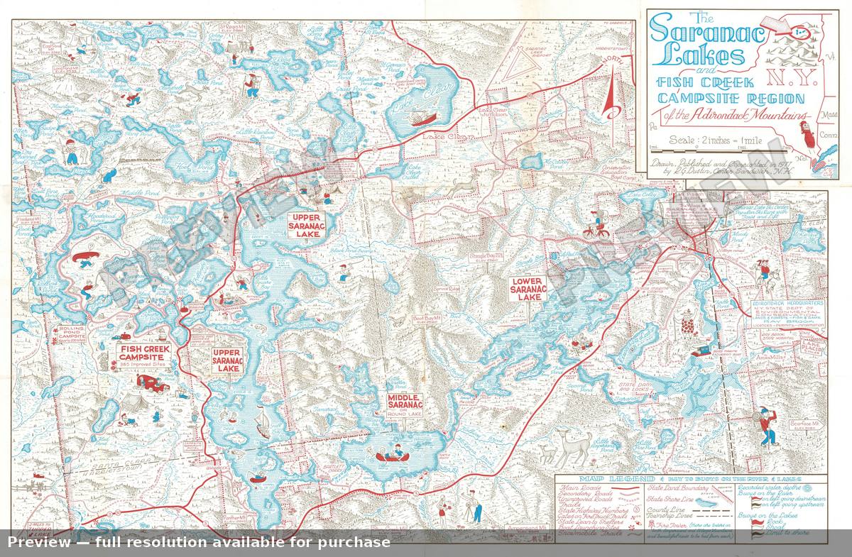 Antique map: Saranac Lakes, 1977, 1977