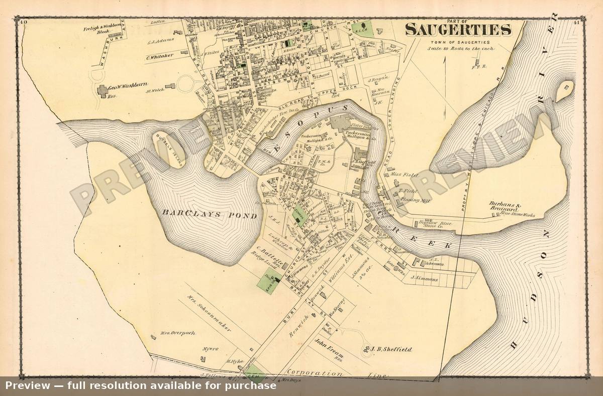 Antique map: Saugerties, 1875