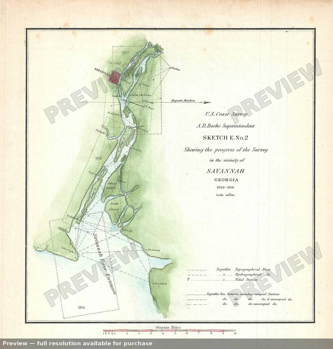 Antique map: Savannah 2, 1851, 1851
