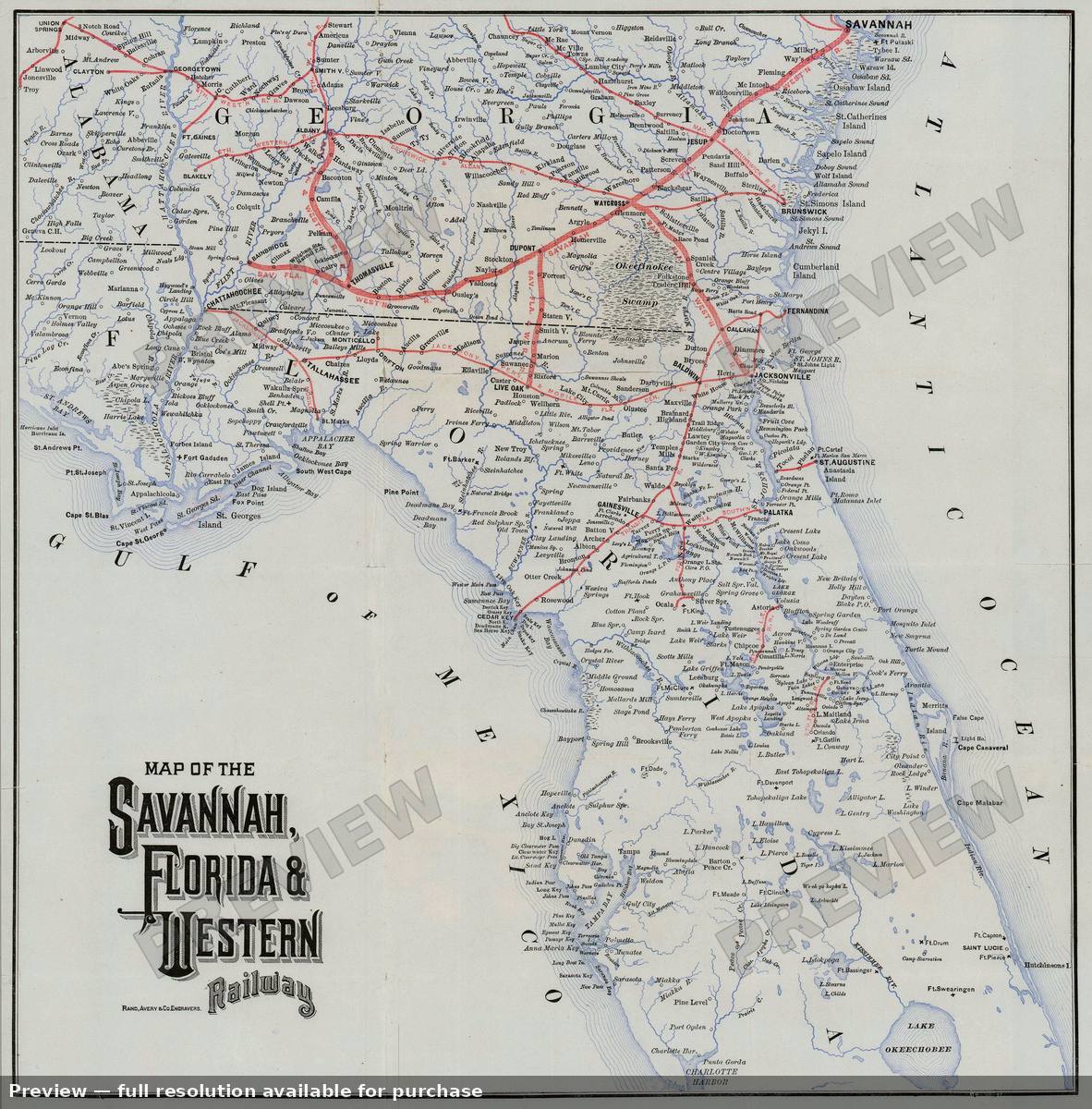 Antique map: Savannah Florida Western, 1882, 1882