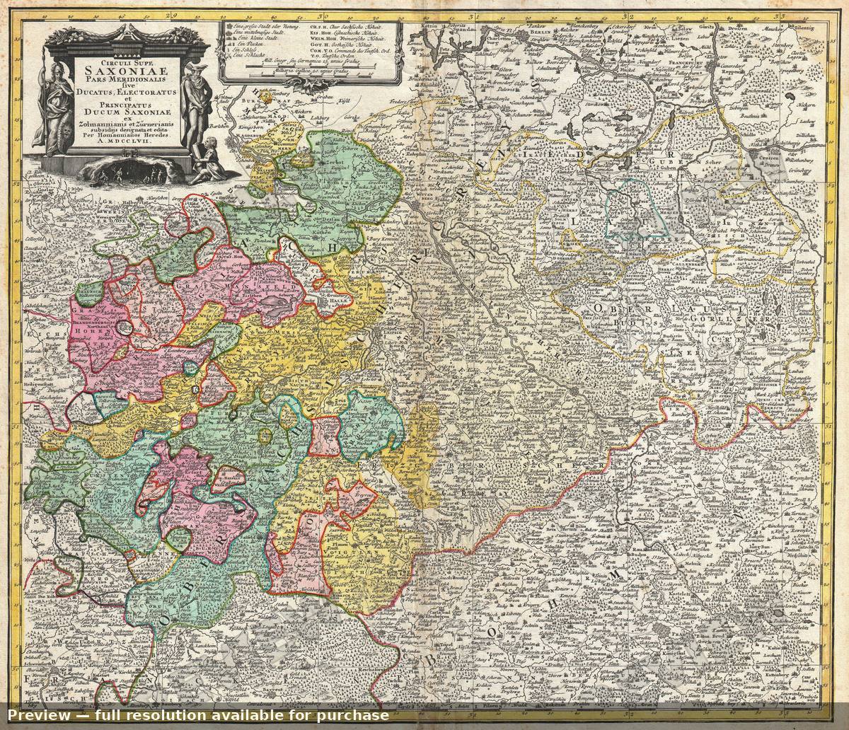 Antique map: Saxoniae, 1757, 1757