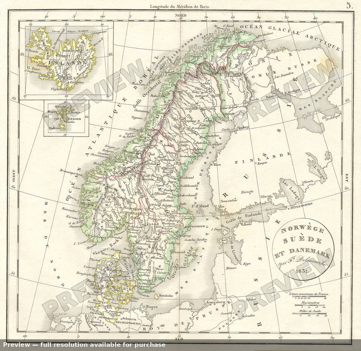 Antique map: Scandanavia, 1832, 1832