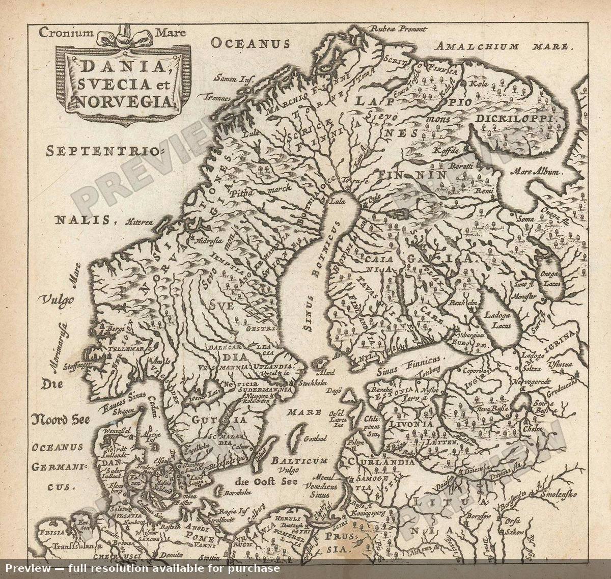 Antique map: Scandinavia, 1661, 1661