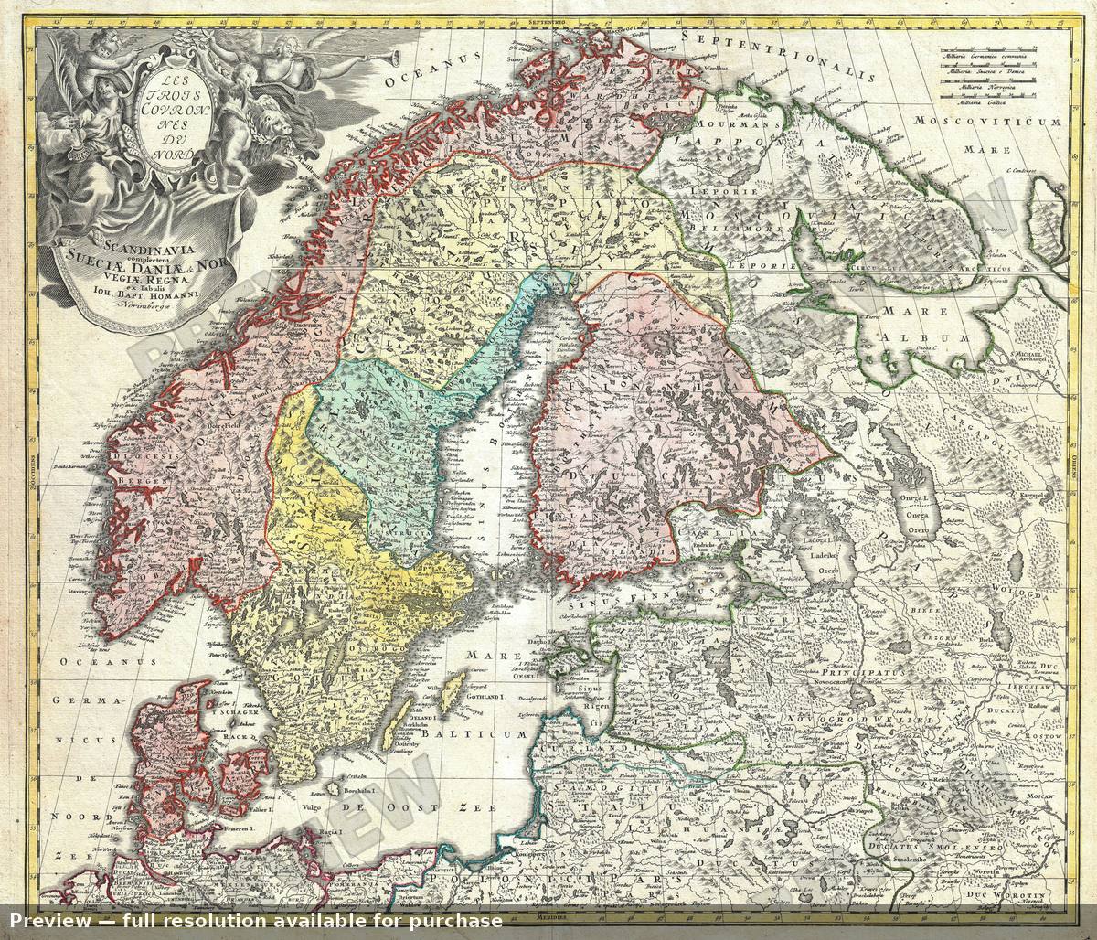 Antique map: Scandinavia, 1730, 1730