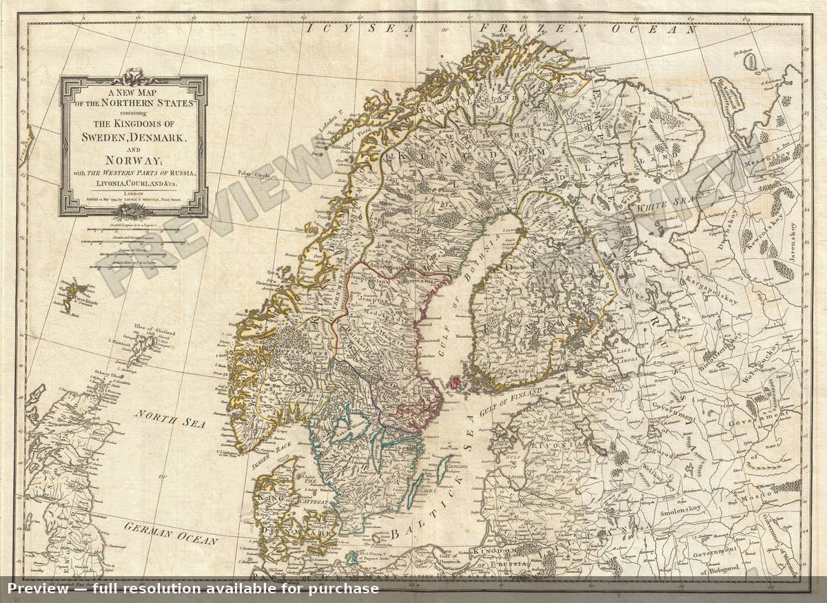 Antique map: Scandinavia, 1794