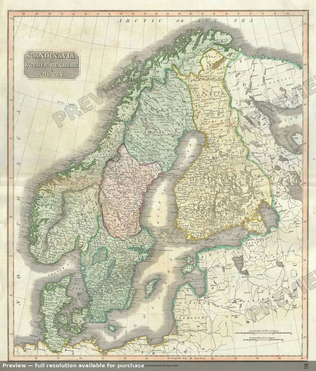 Antique map: Scandinavia, 1817, 1817
