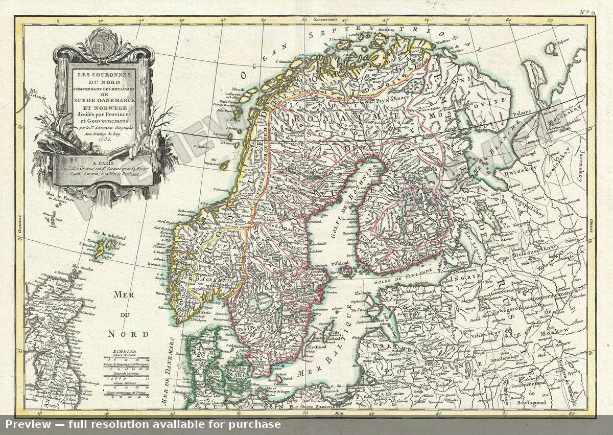 Antique map: Scandinavia 2, 1762, 1762