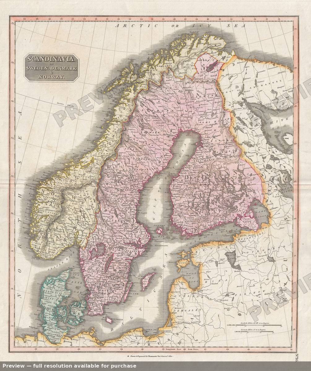 Antique map: Scandinavia 2, 1814, 1814