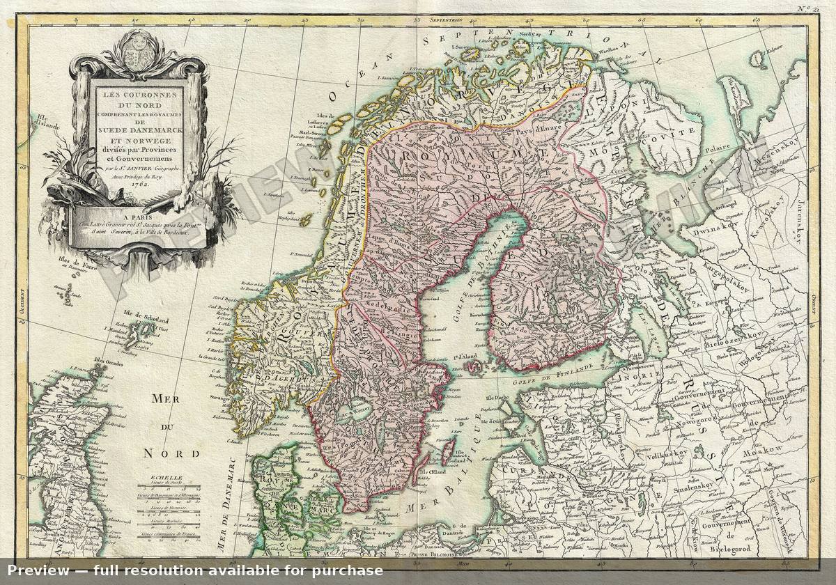 Antique map: Scandinavia 3, 1762, 1762