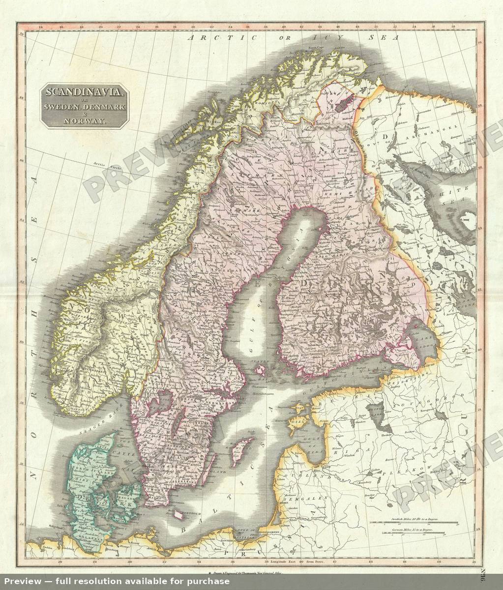 Antique map: Scandinavia 3, 1814