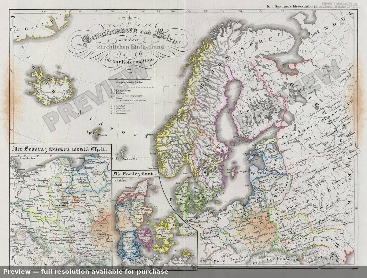 Antique map: Scandinavia Poland, 1854