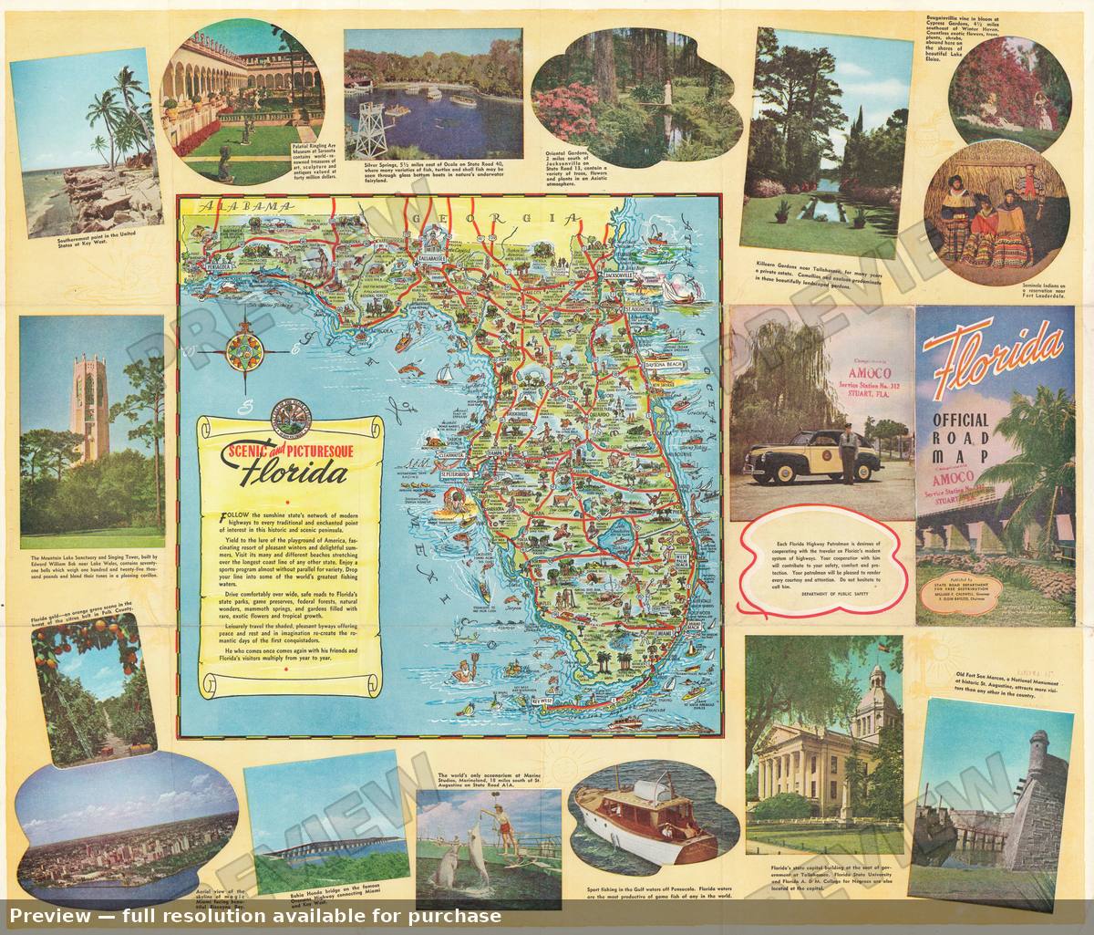 Antique map: Scenic Picturesque Florida, 1947, 1947