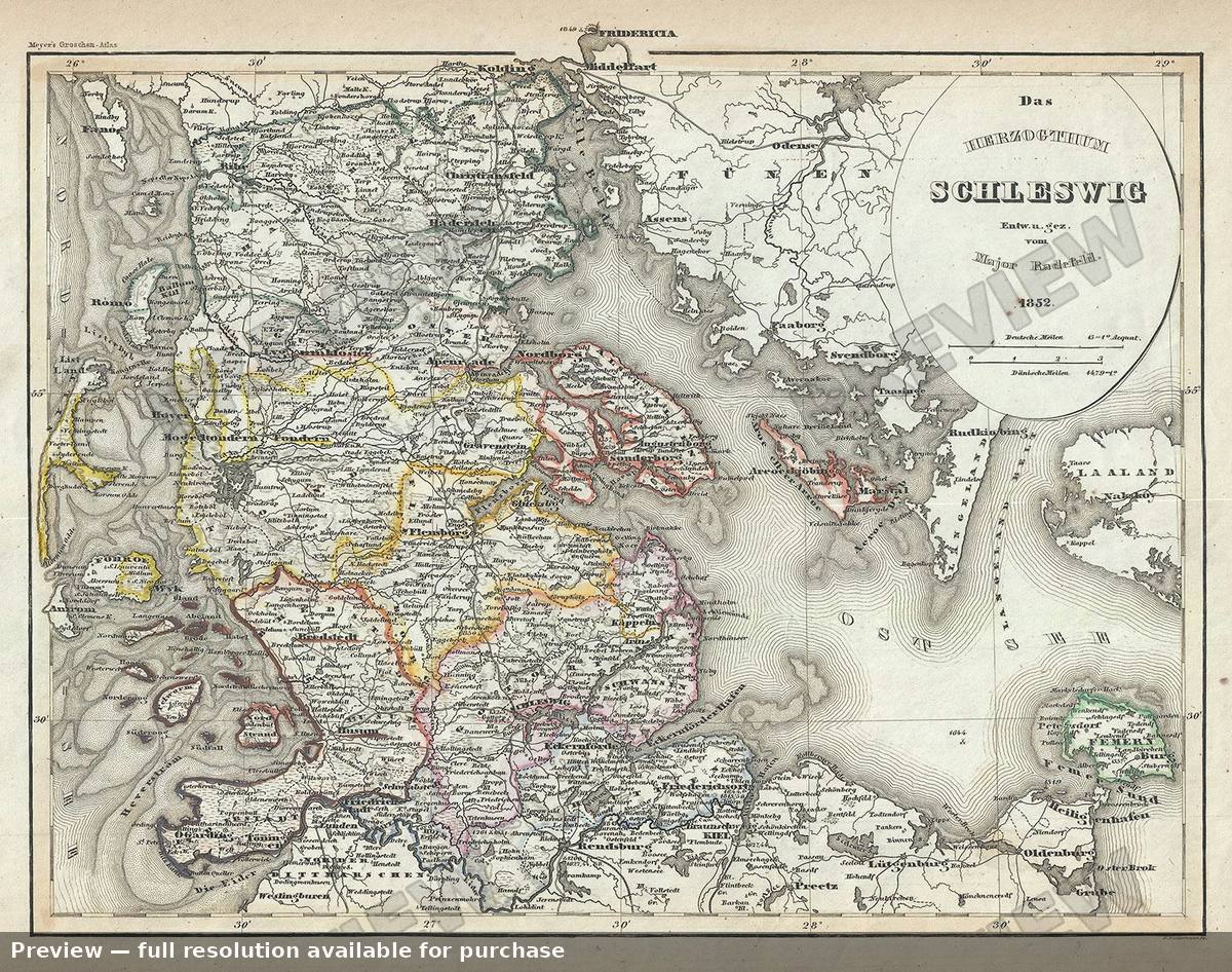 Antique map: Schleswig, 1852