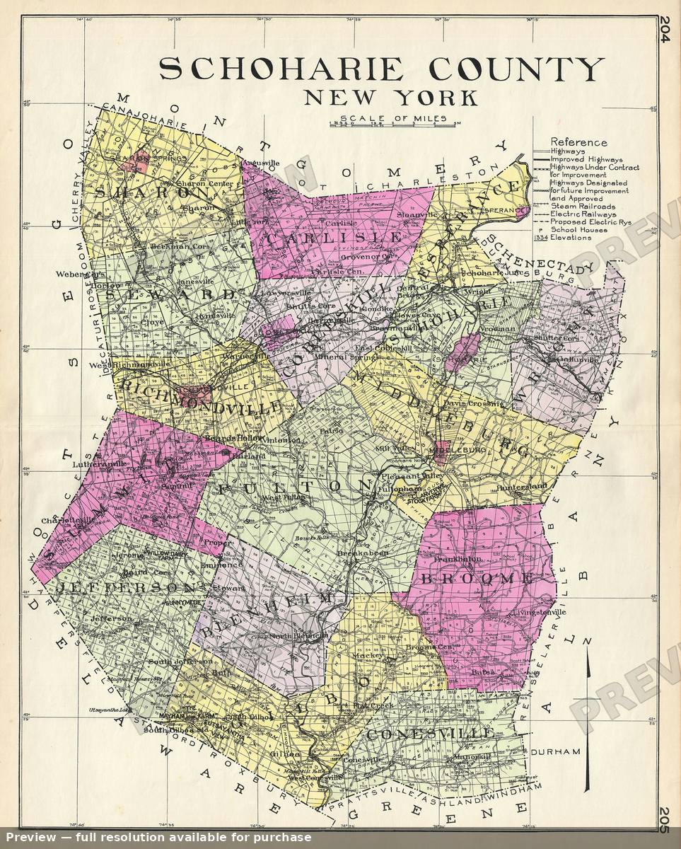 Antique map: Schoharie County NY, 1912