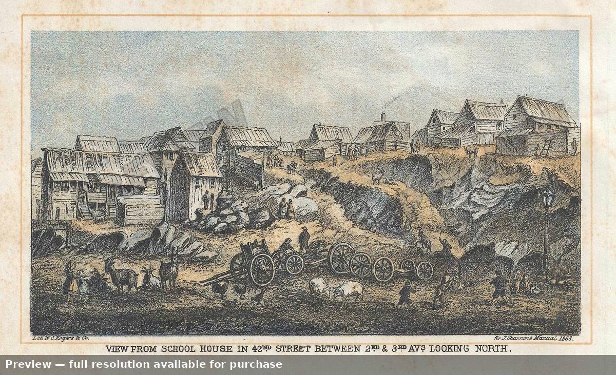 Antique map: School House 42nd Street, 1868, 1868