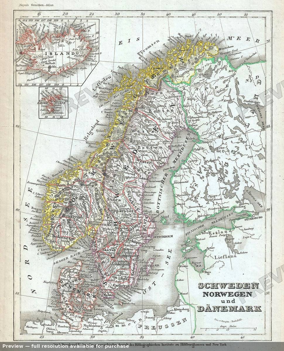 Antique map: Schweden Norwegen, 1849
