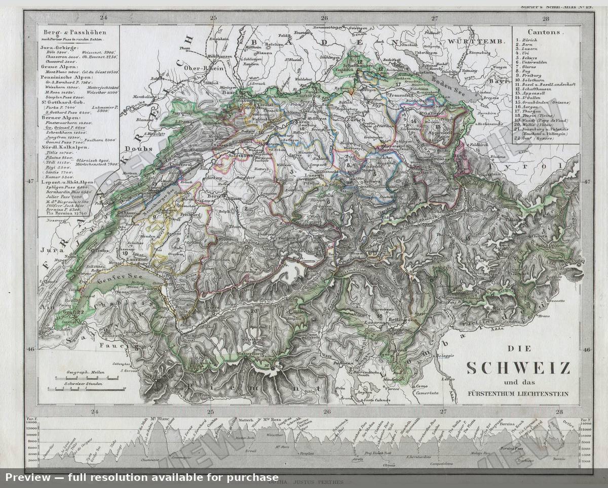 Antique map: Schweiz, 1862, 1862