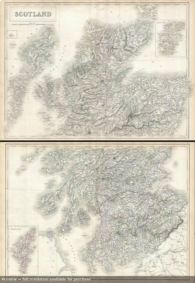 Antique map: Scotland, 1844, 1844
